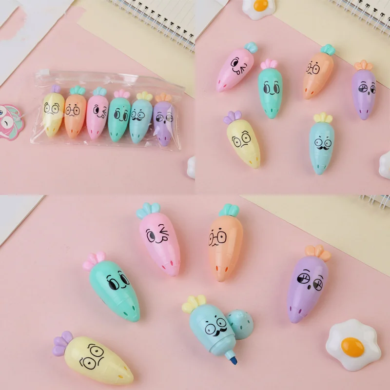 Ellen Brook 1 PCS Cute Lovely Cartoon Paint Marker Pen School Office Stationery Supply Capsule Vitamin Kawaii Mini Highlighter