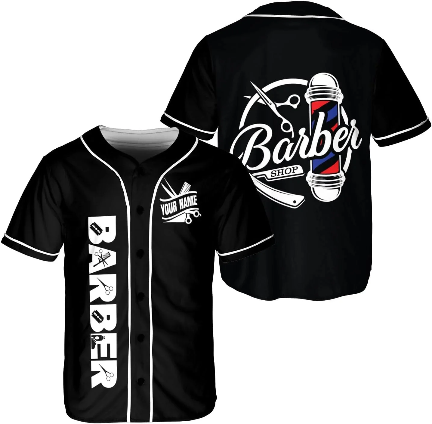 Personalized Name Barber & Barber Shop Life 3D Printed Fashion Men's Baseball Shirt Summer Street Unisex Baseball Jersey KZ27