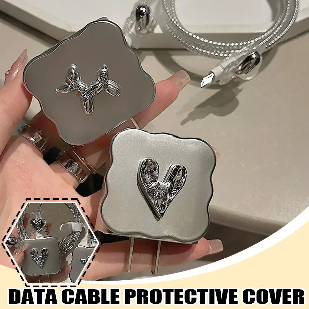 Cartoon Cute Dog Charger Protective Cover For IPhone 12 13 14 15 18/20W Charge Love Heart Protection Cover Charger Sleeve