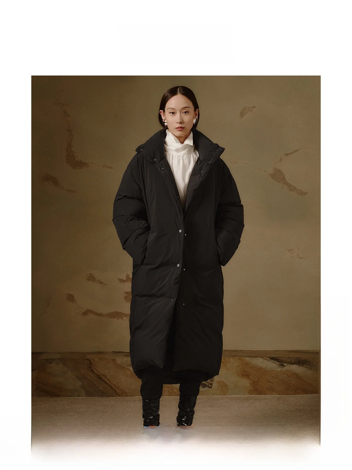 

ZhiZhi Women's down Jaet Winter Faion Simple Warm Stand Collar on ape Ele Sle Thiened Long Sve Coat