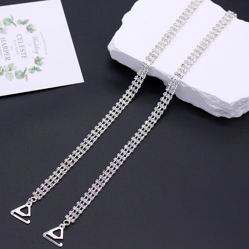 2023 Fashion Shoulder Straps Crystal Underwear Straps Metal Bra Straps Non-Slip Sexy Invisible Cool Women Bra Strap For Decor