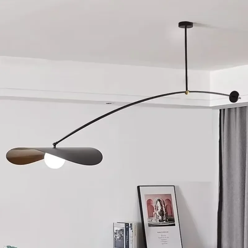 Nordic Gold Black Long Arm Fishing LED Pendant Light Minimalist Hanging Lamp For Dining Room Bedroom Indoor Home Decor
