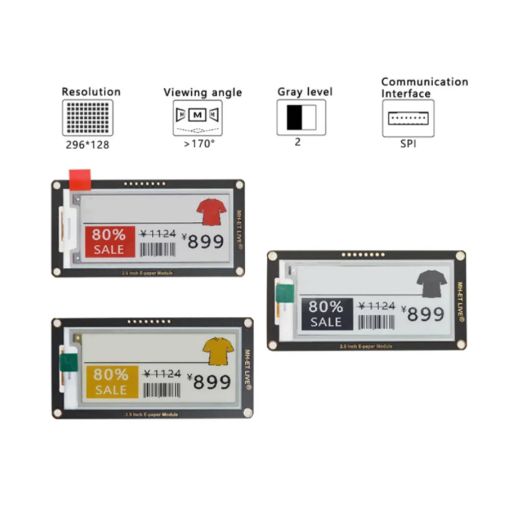 

2.9 Inch Epaper Module E-Paper E-Ink EInk Display Screen SPI Support For Arduino STM32 Raspberry PI ESP32