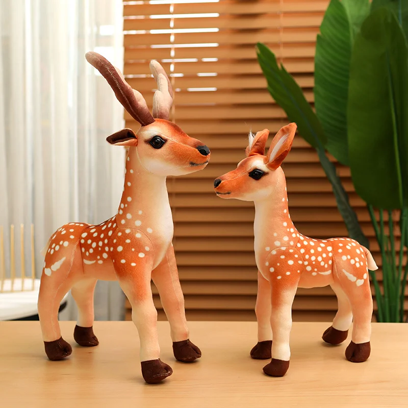 40cm Small Size Deer Plush Toy Lifelike Sika Deer Soft Doll Real Life Stuffed Animals Toys for Children Home Decor