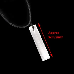 Selenitkristallstab Anhänger, echter kostbarer Stein, weißer Mineralputz, Rohstein, Schmuck Neklace, Reinigung, Heilung, DIY, 1PC 12 Hauptverkaufsanhänger Selenit - №5