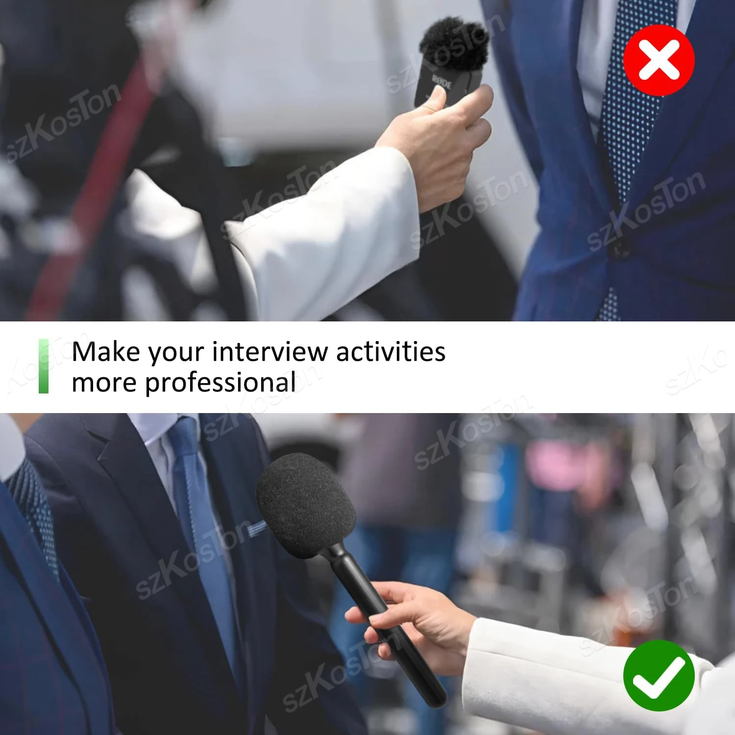 Wireless Lavalier Microphone Handheld Pole Set for DJI Rode Wireless GO Mic with Portable Storage Bag for Vlog Interview Report