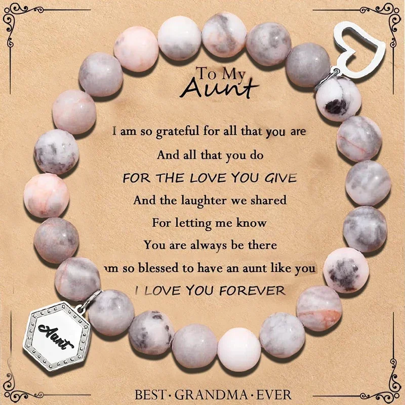 Elegant Bracelet with Round Beads Suitable for Auntie Valentine's Day Birthday Mother's Day Thanksgiving Gift Card Bracelet