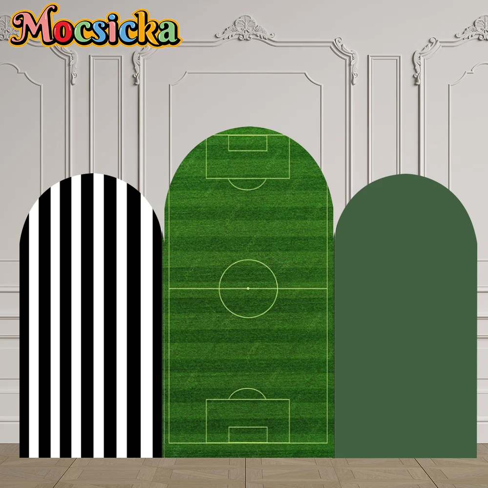 

Mocsicka Arch Backdrop Covers Football Field Birthday Party Black Stripes Arch Stand Cover for Boys Baby Shower Soccer Goal