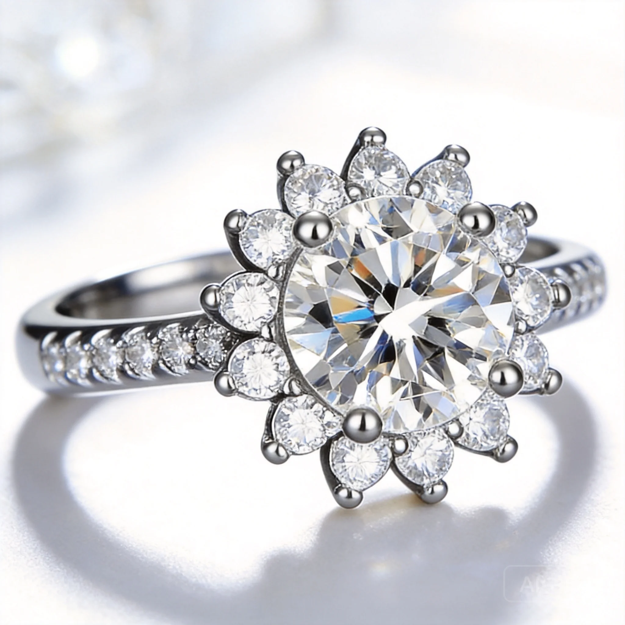 Moissanite Engagement Ring 1 Carat - Moissanite Ring For Women Sunflower Design