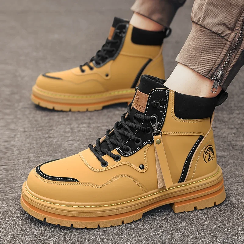 High Top L Men\'s Boots Casual Shoes Doc Martens Work Boots Big Head Motorcycle Shoes Men\'s Shoes Outdoor Safety Shoes