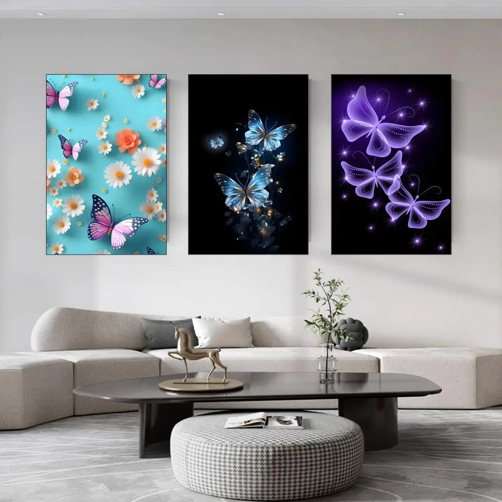 Pretty Butterfly Colored Inkjet Paints Decorative Wall Home Party Decoration Festival Gifts Synthetic Canvas No frame