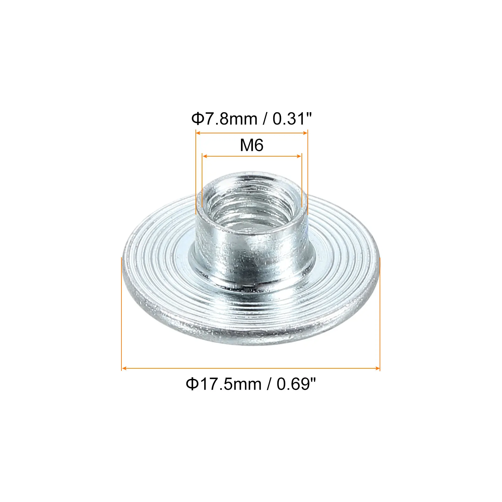 Uxcell M6 T-nuts Carbon Steel Tee Nut Round Base Weld Nuts Through Hole Flange Insert Female Thread Plate Nuts Silver