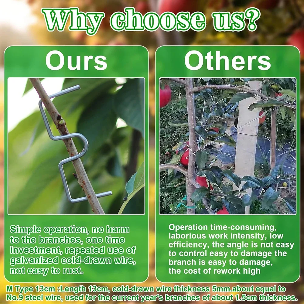 Branch Support for Fruit Trees 22 Pieces M Shaped Galvanized Iron Wire For Durable Easy to Use for Garden and Farm