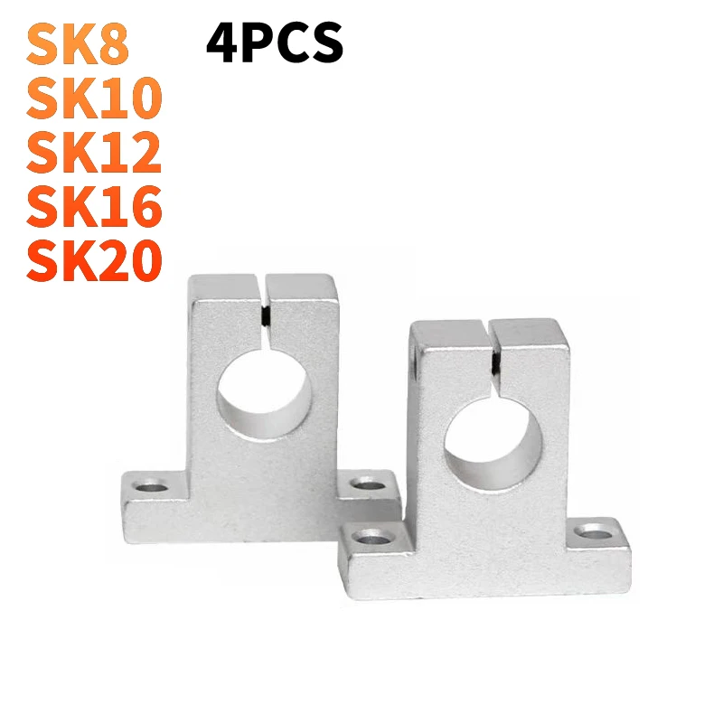 4pcs/lot SK10 8mm Linear Bearing Rail Shaft Support SK8 8mm SK12 12mm SK16 SK20 For XYZ Table CNC Router 3D Printer Parts