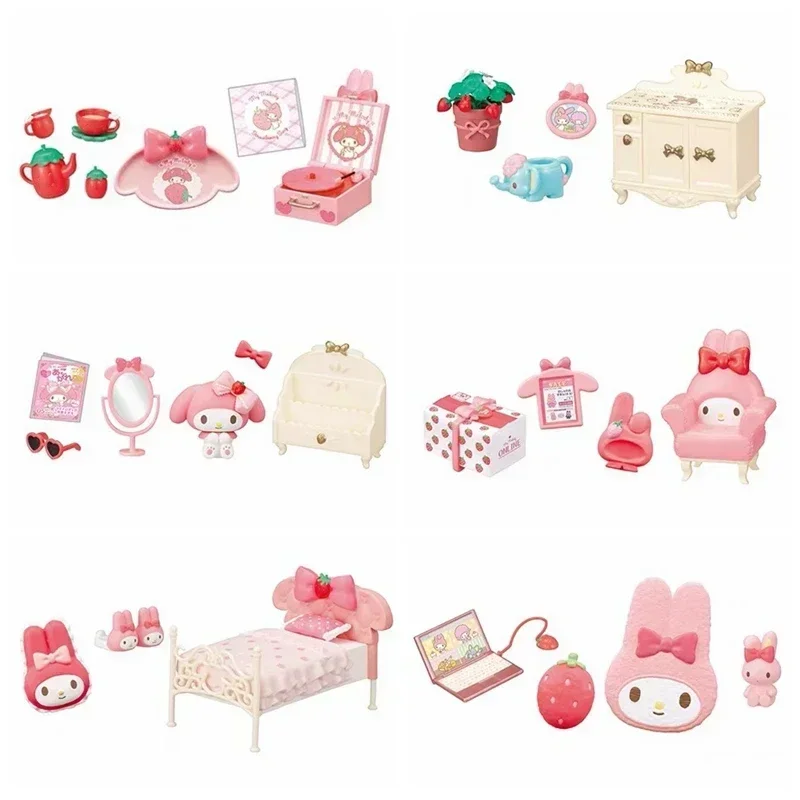 

Sanrio Re-Ment My Melody'Room Sanrio Series 8pcs Kuromi Room экшн-Фигурки игрушки Коллекционная модель комнаты украшения куклы Детский подарок