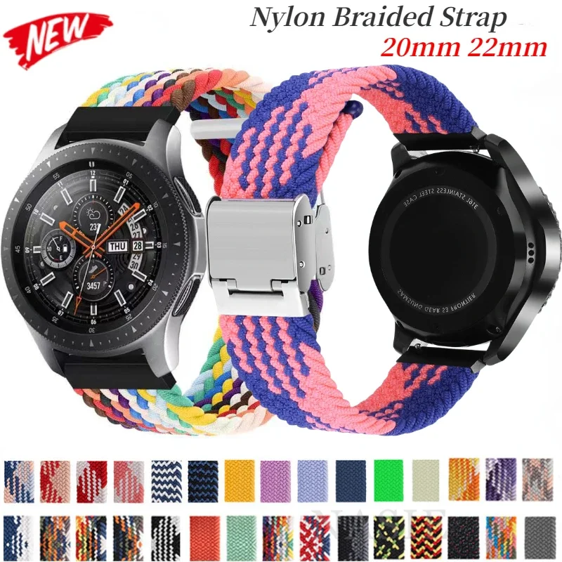 

Нейлоновый ремешок 22 мм 20 мм для Samsung Galaxy Watch4/5/6/Amazfit GTR3/3 Pro/GTS, удобный регулируемый браслет для Huawei Watch GT3