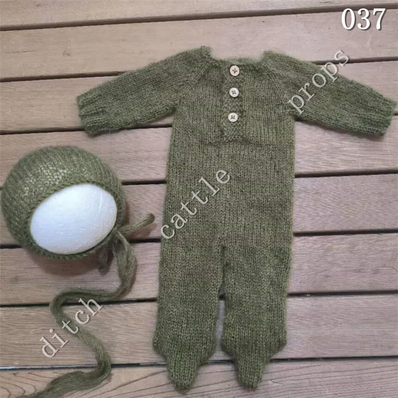 Newborn Photography Props Mohair Jumpsuit Set Pants Bonnet Studio Clothing