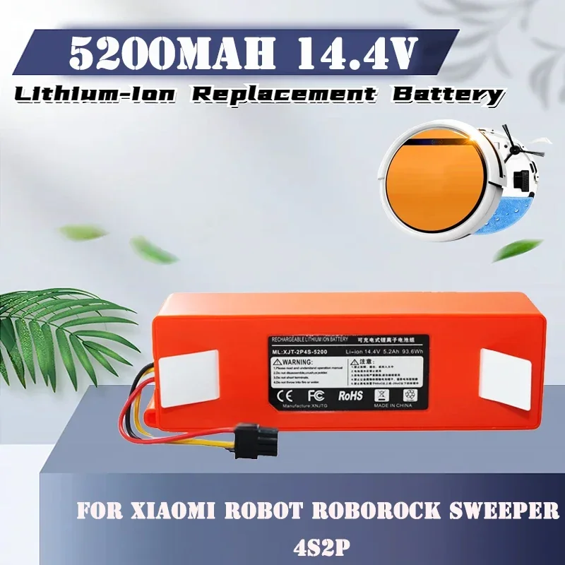 

2024 NEW 14.4V 5200mAh Li-ion Battery Vacuum Cleaner Accessories for Xiaomi Robot Roborock Sweeper S50 S51 4S2P MM