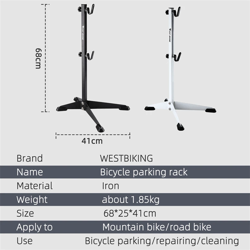 West Biking-Piso de Bicicleta Estacionamento Rack, MTB Road Bike, Armazenamento Interior, Suporte Ajustável, Reparação de Manutenção Roda, Titular