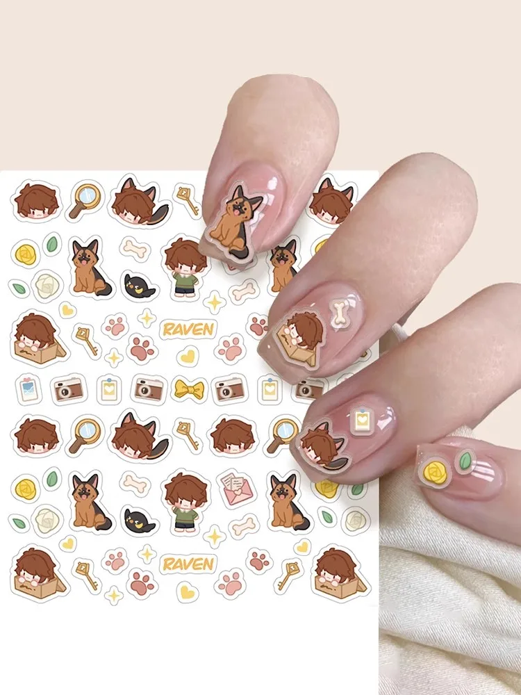 

Love Game Tears of Themis Artem Cosplay 3D DIY Nail Stickers Anime Character Luke Vilhelm Nail Stickers Cosplay Accessories