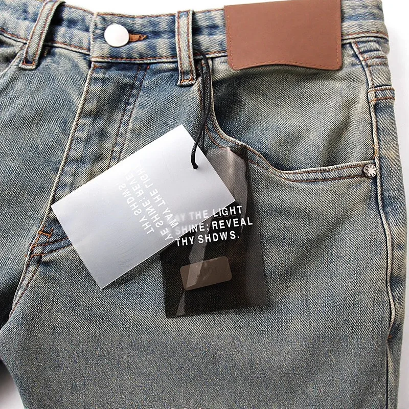 عبر الحدود الأكثر مبيعا LOSTSHDWS الجينز التطريز شعار عادية عالية الجودة سليم صالح السراويل المفقودة SHDWS سراويل جينز #4