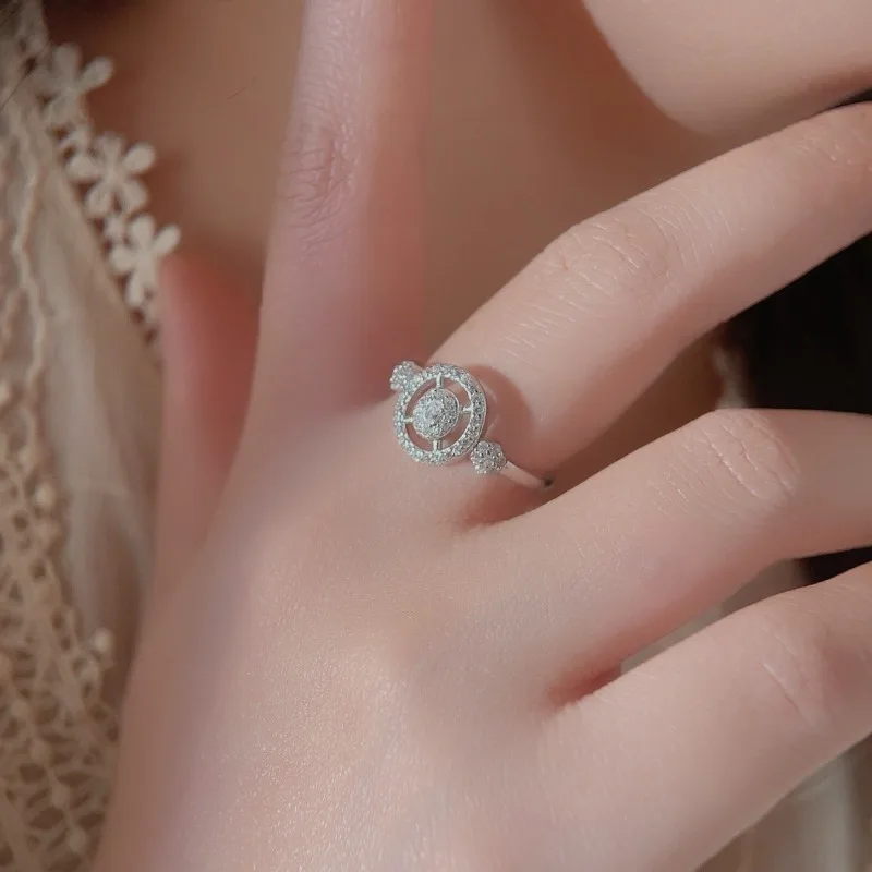 جديد S925 خاتم فضة بيضاوي الزركون شكل خلفي جولة تصميم الأزياء المتخصصة خاتم امرأة #4