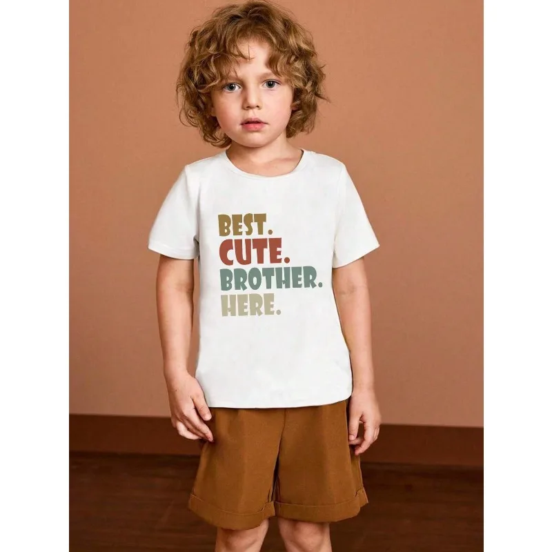 

Детская футболка с принтом в стиле американских уличных танцев, летняя, для мальчиков и девочек, модный бренд, из чистого хлопка, для всей семьи, 2026