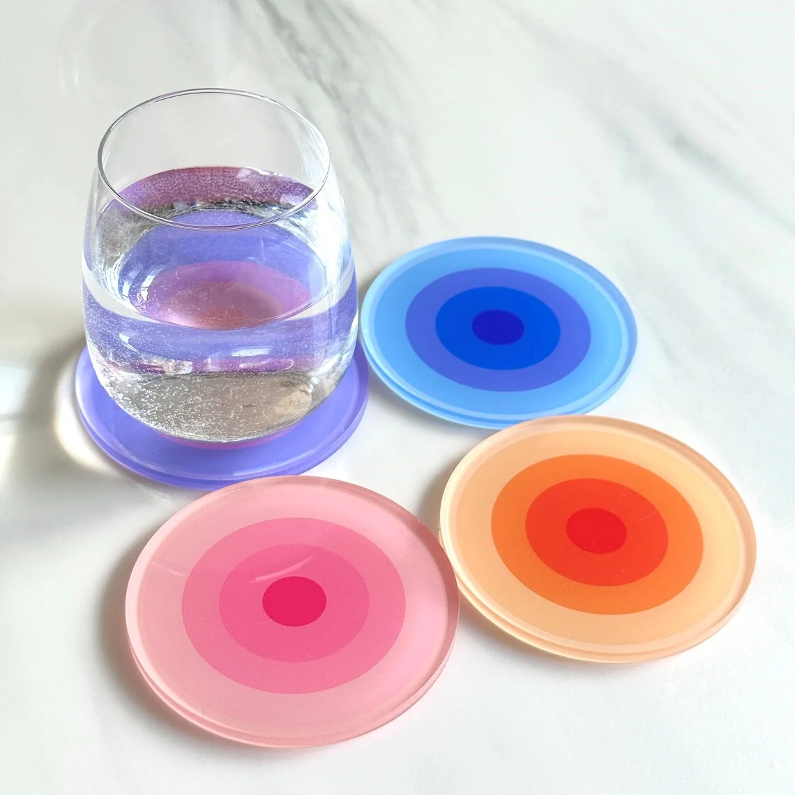 5pcs Acrylic  Anti Slip Coaster Porta Vasostable Mat Cup Holders Gradient Color Cocinas Accesorios Kitchen Drink Coasters