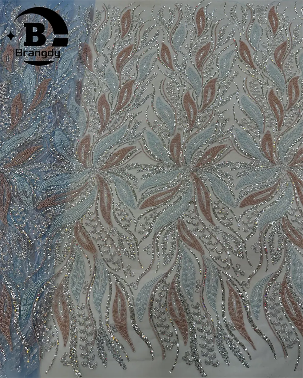 Beaded Lace Fabric blue Lace Fabric High Quality Nigerian Party Lace Fabric 2024 Sequins Lace Mesh Fabric For Dress Sewing