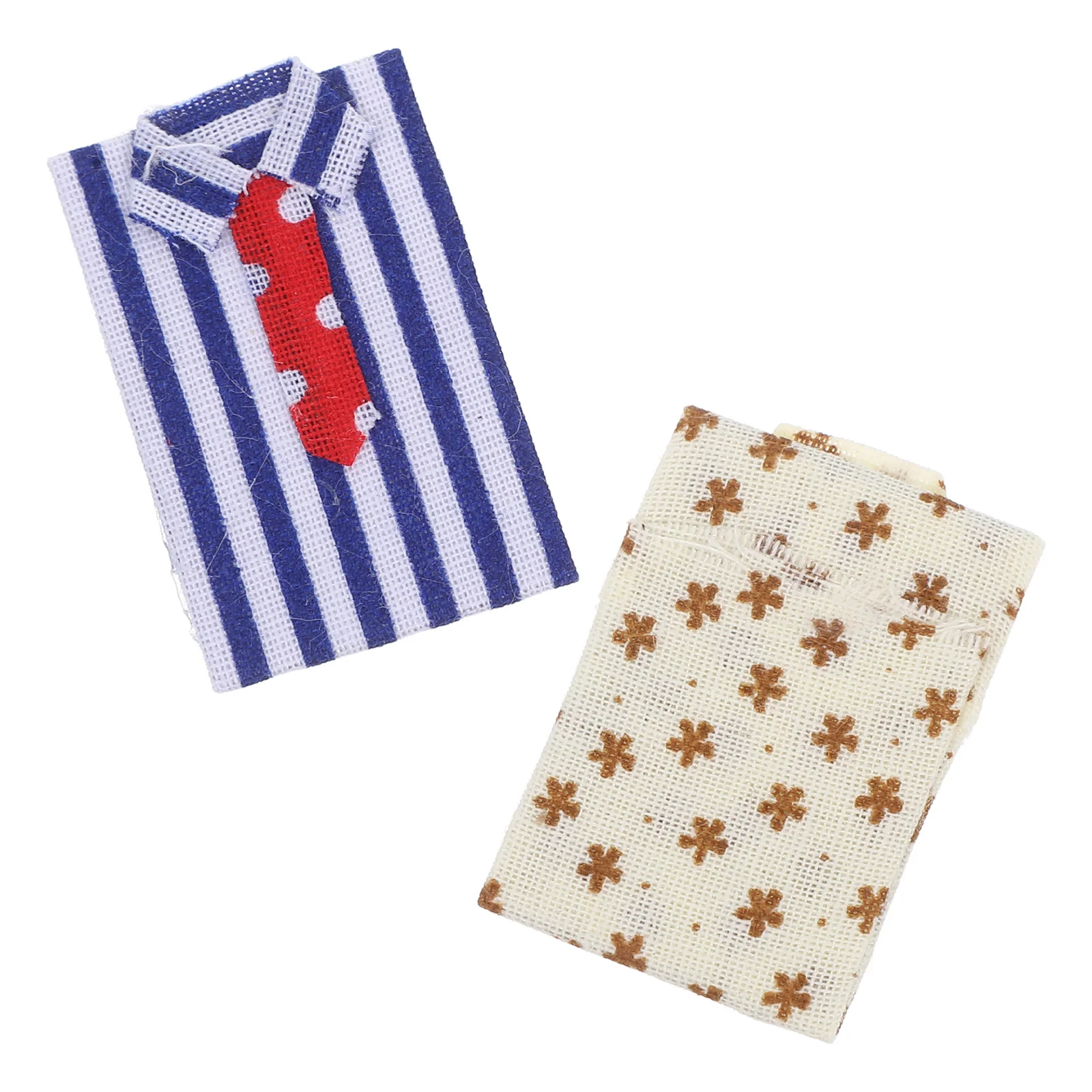 

2Pcs Miniature Shirt 1:12 Scale Lightweight Fabric Realistic Design for 6 Inch Figures Miniature Scenery Props