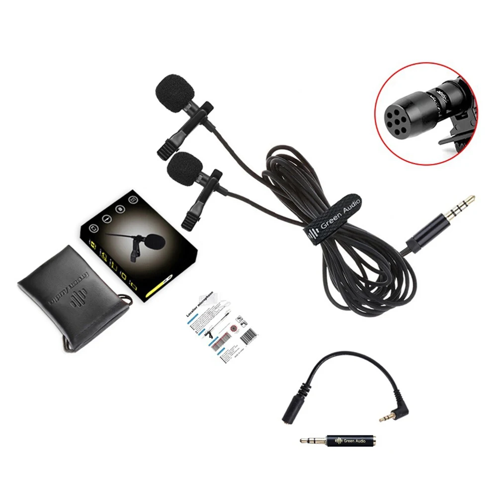 Profesional Dual Mini Lavalier Mikrofon 3.5Mm Mini Kerah Klip Mikrofon Mic Studio Kerah Kondensor Smartphone Mikrofon