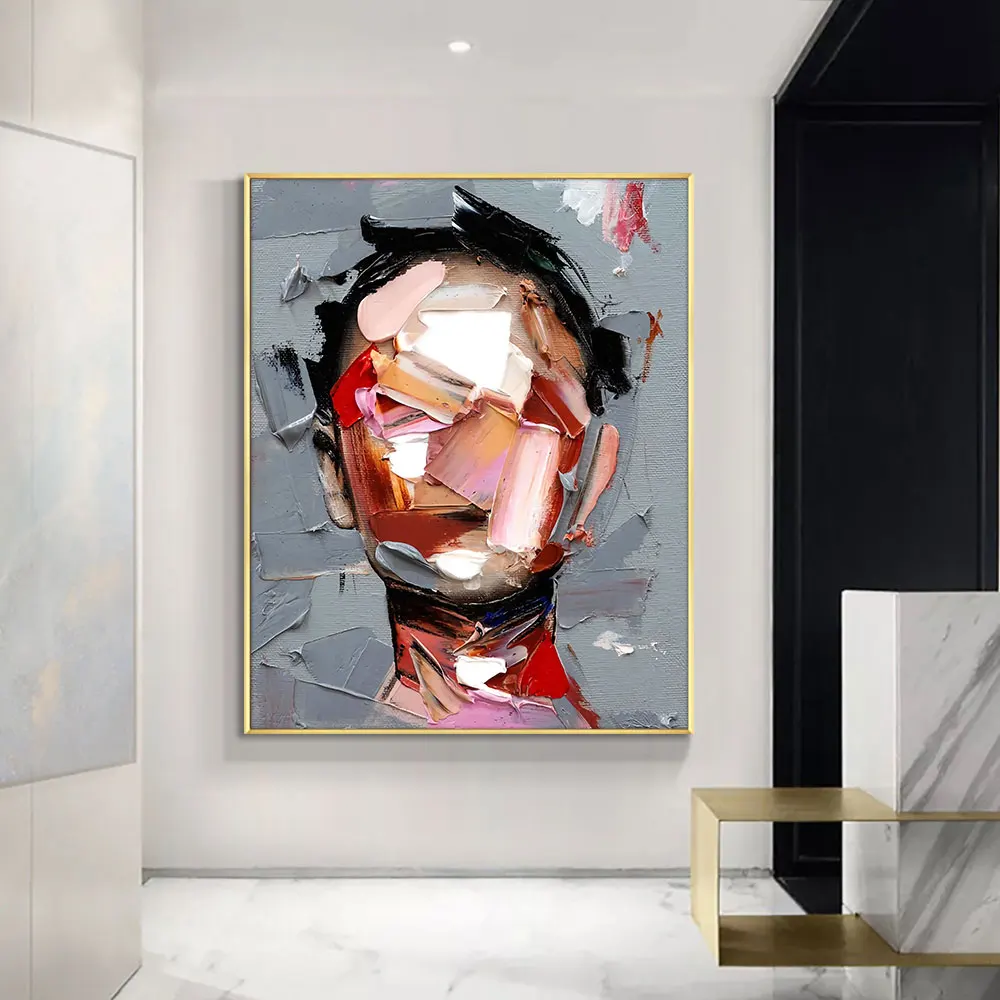 Oversize Abstract Face Painting Handmade Oil Painting On Canvas Hand Painted Abstract Figure Wall Art Painting For Bedroom Decor