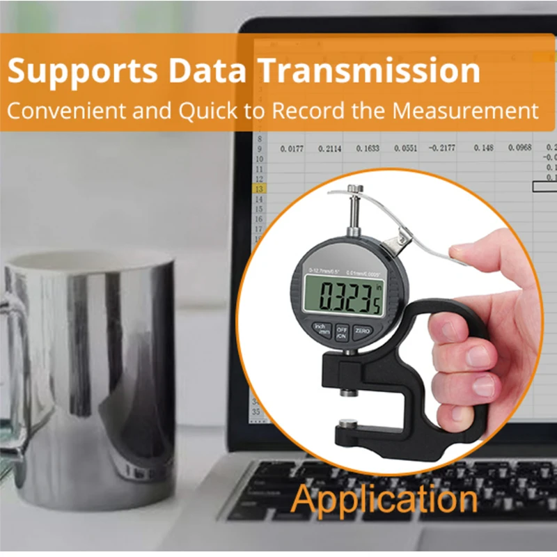 Micron Digital Thickness Gauge with handle 0.001 Micrometer thickness meter 0 - 10 mm / 0.4 inch