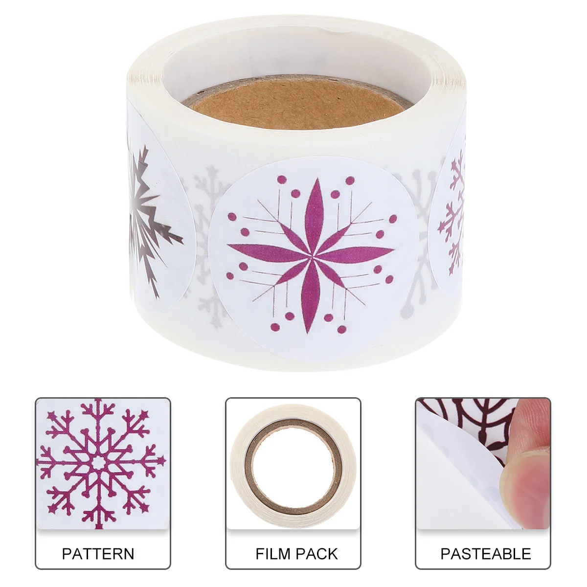 

200Pcs Snowflake Self-Adhesive Stickers Candy Bag Sealing Christmas Decor Xmas Craft Supplies Snowflake Stickers