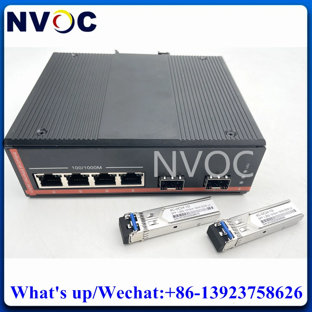 

Gigabit 2SFP Port 4 RJ45 1000BASE2*SFP FX to 4*100/1000M TX Unmanged Industrial Switch With 1.25G MM 850nm 550M LC