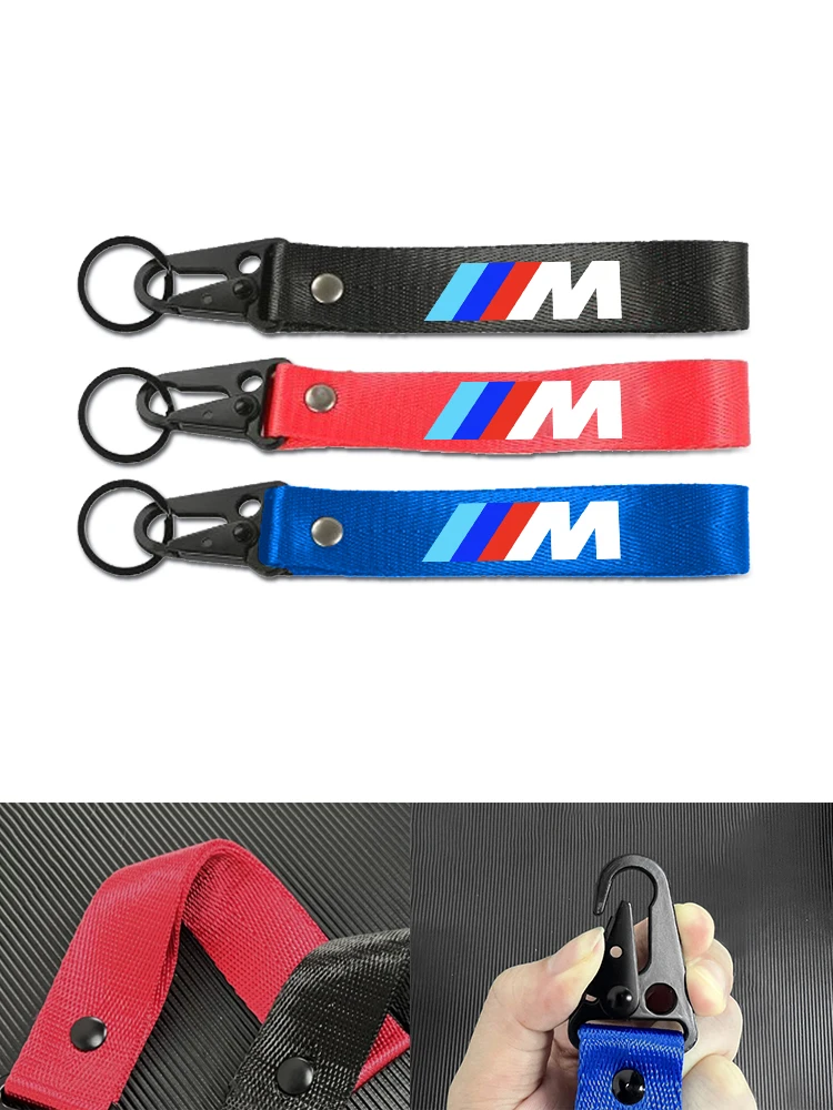 Car Keychain Nylon Braided Wristband Lanyard Men Gift For BMW M Power Performance E46 e39 E90 E36 E60 E34 Motorcycle Accessories