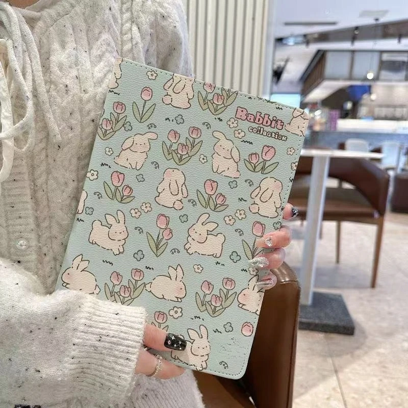 Tablet Case for Ipad IPad 10th Generation Case Air6 5 4 Air 2/3 10.5 IPad 10.2 7th 8th 9th Gen Pro 11 2nd 3rd 4th Tulip Bunny