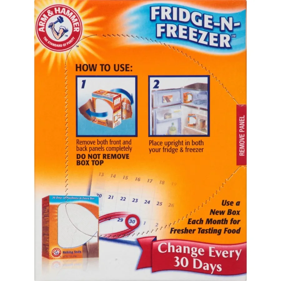 Baking Soda Fridge‑n‑Freezer Odor Absorber, 14 oz, Non‑Toxic Solid Air Freshener for Refrigerator and Freezer Deodorizing