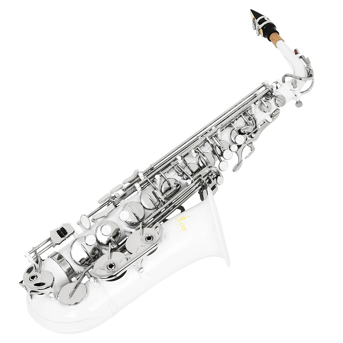 

SLADE Alto Saxophone in E-flat white Brass Body Engraved White Silver Keys Beginner Practice with Carrying Case Set Accessories