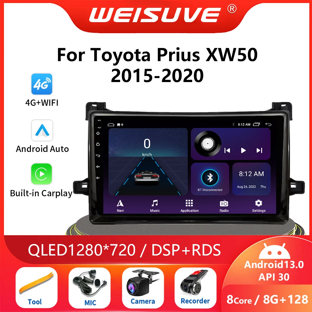 

2 Din Android 13 Car Radio For Toyota Prius XW50 2015-2020 Stereo Carplay Autoradio GPS Multimedia System Player DVD Head Unit