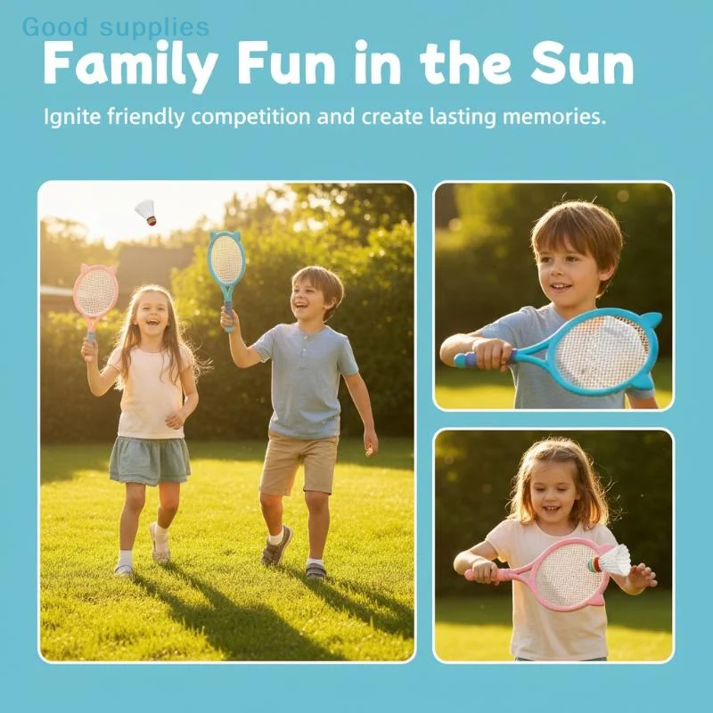 

nimbleChildren Badminton Racket Set of 2 with Tennis Ball Lightweight Play Toy for Outdoor Park Gamesobject