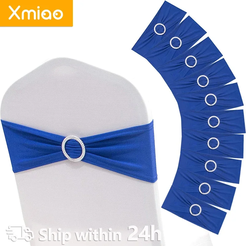 

50Pcs Wedding Chair Knot Back Cover Sash Bow Elastic Band Buckle Decoration Props Slider for Events Decor Banquet