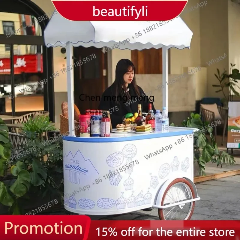 Q181  Stall trolley Movable multi-functional dessert dining car display Stall mobile stall car
