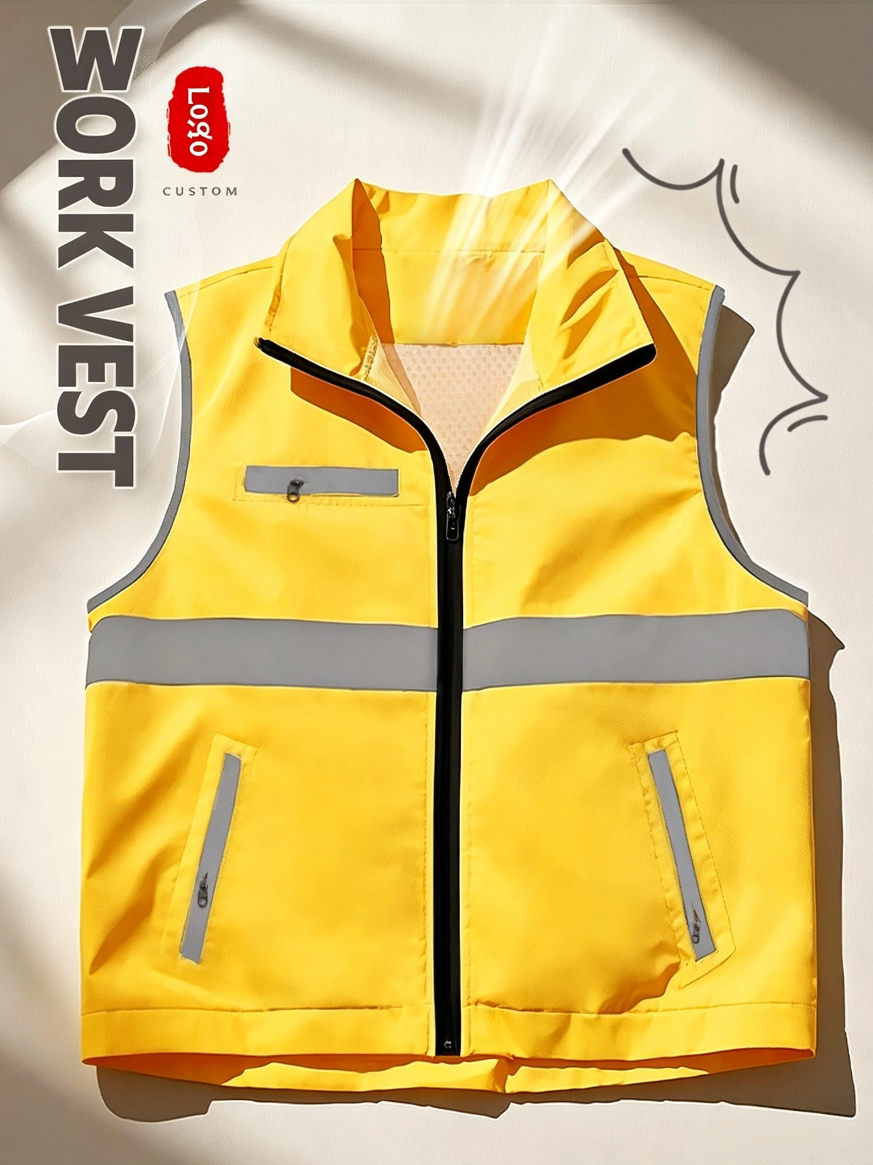 Custom-made vests with logo printing man for takeaway same-city delivery logistics transportation vest lighteight and breathable