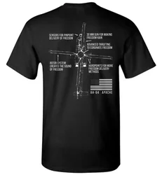 レトロなアメリカの国旗のTシャツ,カジュアル,ah-64 apache,ヘリコプターの狩猟,綿100%,ラウンドネック,半袖,夏,サイズS-3XL