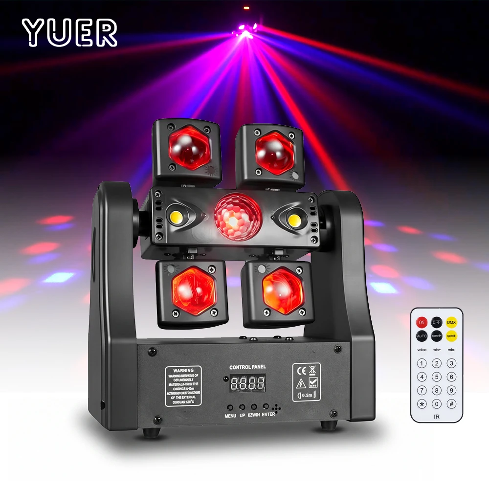 YUER 100W LED Beam Lazer Light 4in1 Effect Remote DMX Control Moving Head Disco Party Magic Ball Light for DJ Wedding Event Club