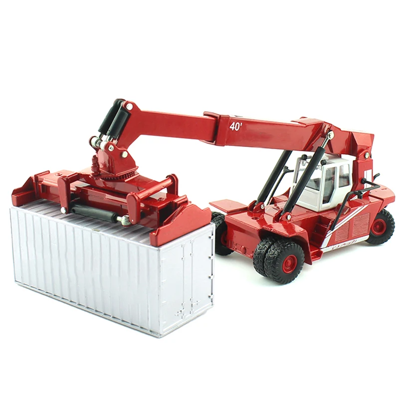 Alloy Diecast 1:50 Low Bed Transporter Container /Reach Stacker /Front Trolley Truck Rubber Tire Vehicles Model Kids Gift Toys