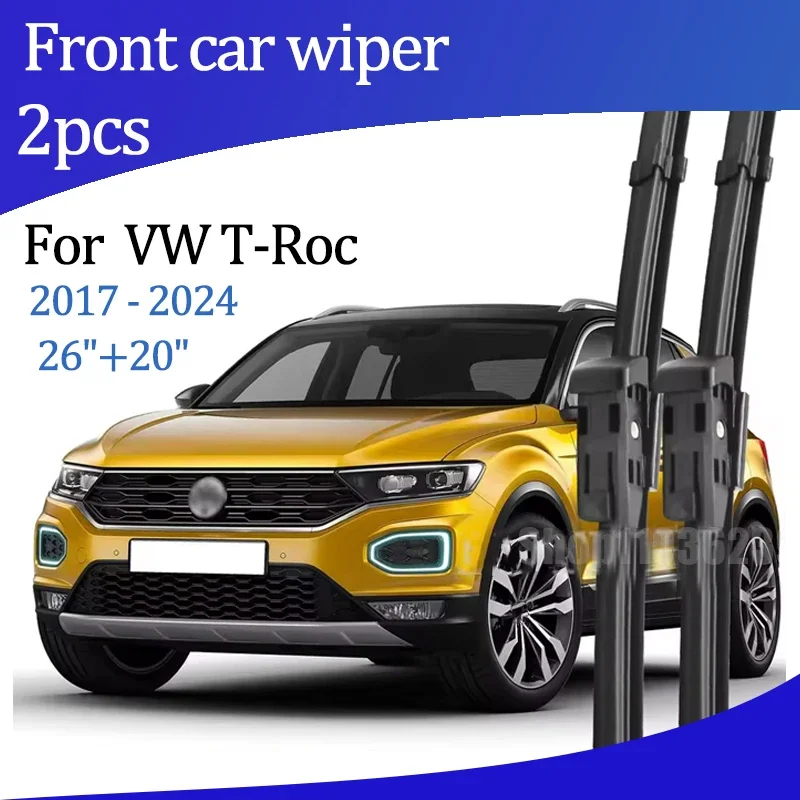 

For VolkswagenT-Roc 2017 - 2024 2018 2019 Wiper Front Wiper Blades Windshield Windscreen Window Brush 26"+20"Car Accessories