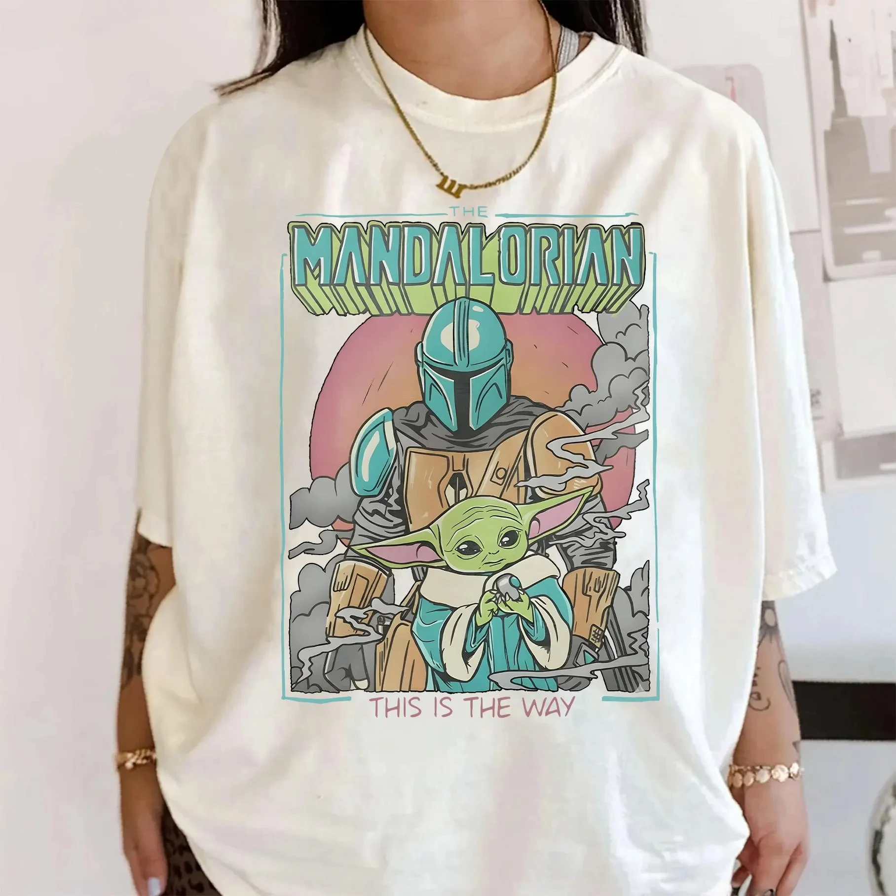 Camiseta de Star Wars The Mandalorian Boba Fett y Baby Yoda This is the Way, recién llegada, camiseta unisex 100% de algodón para todas las estaciones