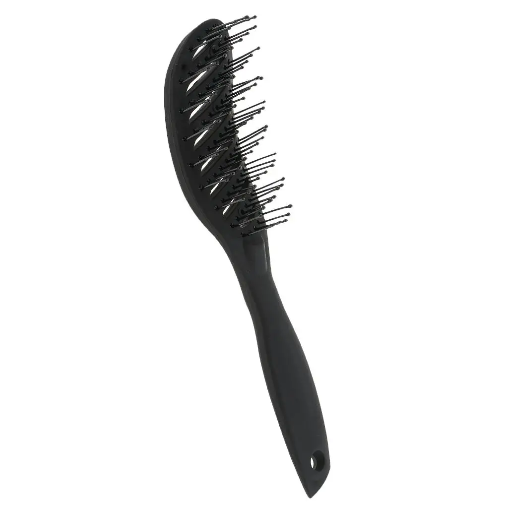 Hair Extension Brush and Scalp Massager Comb Detangling Black Plastic Tool for Professional Hairdressing